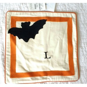 NEW! Pottery Barn Personalized HALLOWEEN decorative pillow sham cover " L " bat   142905442514
